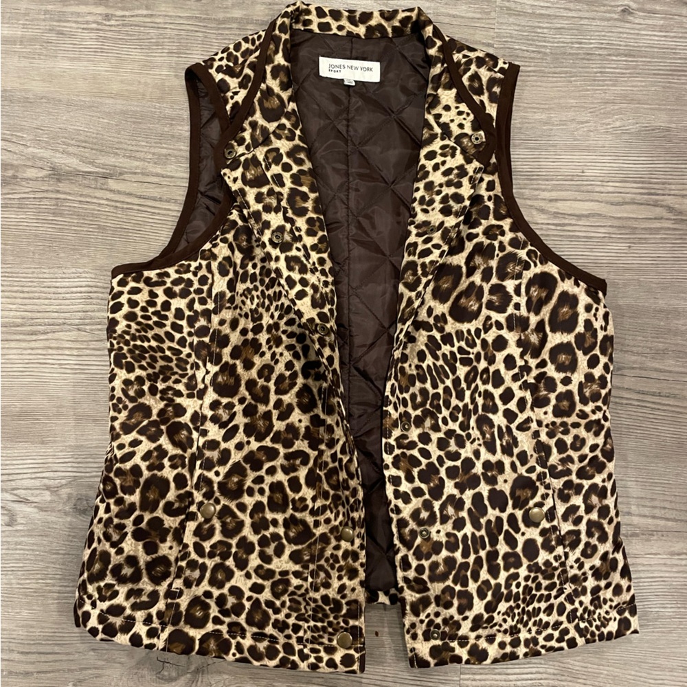 Jones New York Animal Print Quilted Vest
